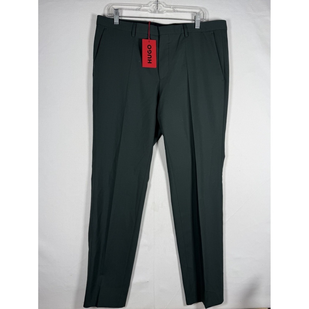 NWT Hugo Boss Hesten 232x Suit Pants Mens 36R Extra Slim Performance Solid Green